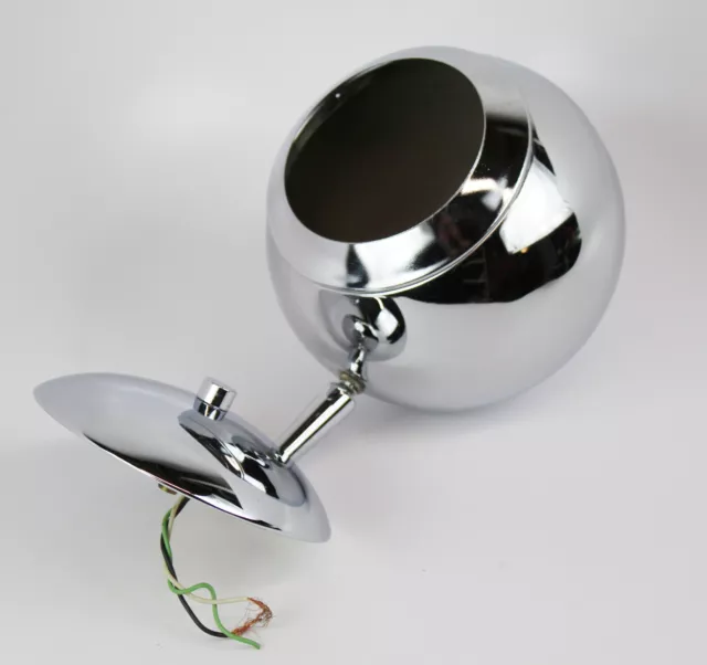 Vintage Mid Century Modern Chrome Ball Eyeball Globe Ceiling Light Wall Sconce
