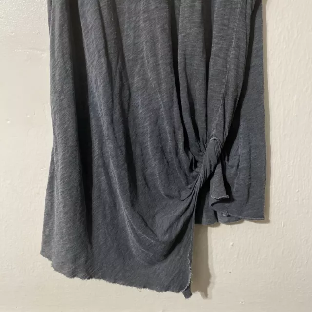 Stateside Front Twist Hem Tank Top Womens Small Gray Minimalist Supima Cotton 3