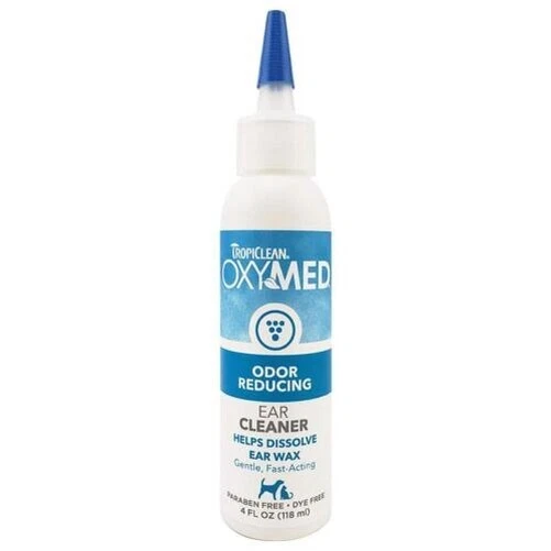 TropiClean Oxymed Olor Reducir Limpiador de Oídos 118ml Para Gatos y Perros