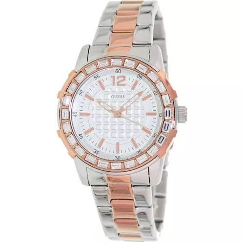 New Guess 2,Two Tone S/Steel Rose Gold+Silver+Crystal Bezel Watch U0018L3