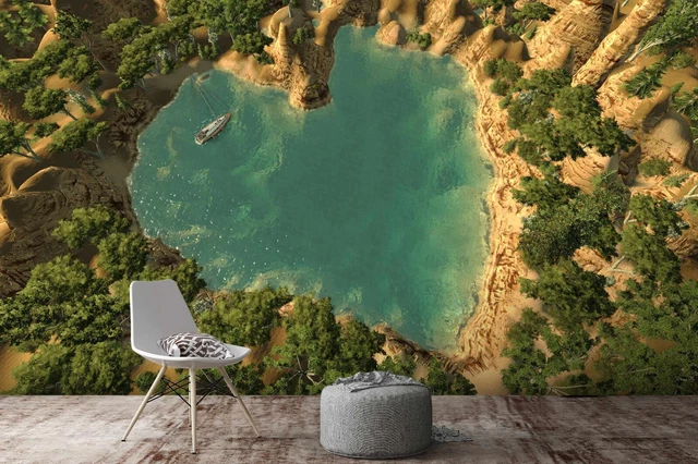 3D LOVE LAKE Trees ZHUA13734 Wallpaper Wall Murals Removable Self ...