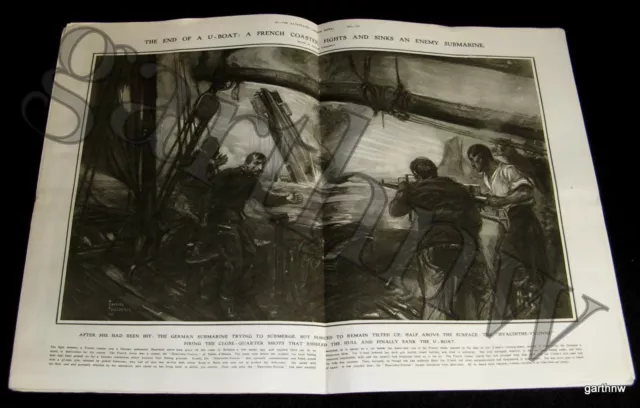 U-Boat Sinking 1917 Art World War I + Victoria Cross Pictorial Hyde Park & King