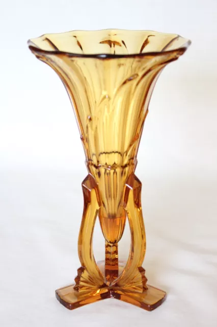 Art Deco Amber Glass 'Rocket' Style Czech Vase