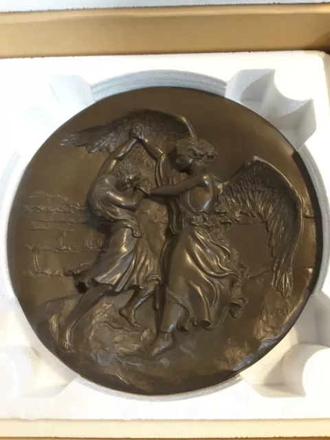Jacob and the Angel plate, Rhodes Studio, Merri Roderick hand cast fused bronze