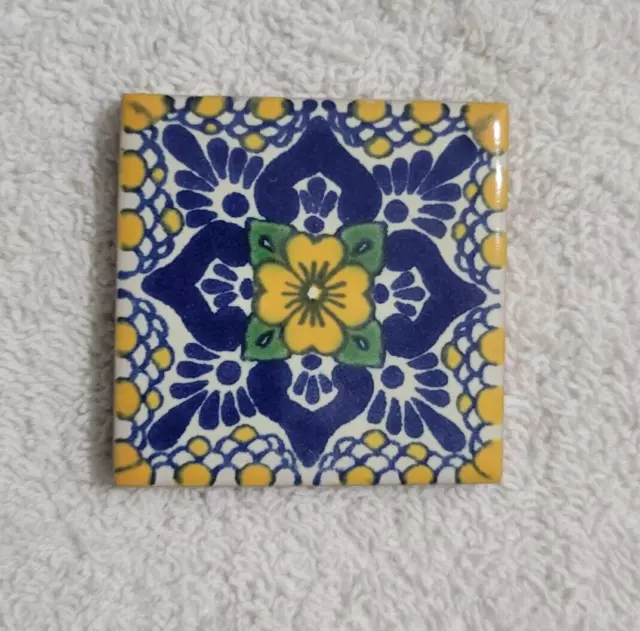 Glossy "Yellow Blossom" Mexican Talavera Ceramic Tiles 2x2