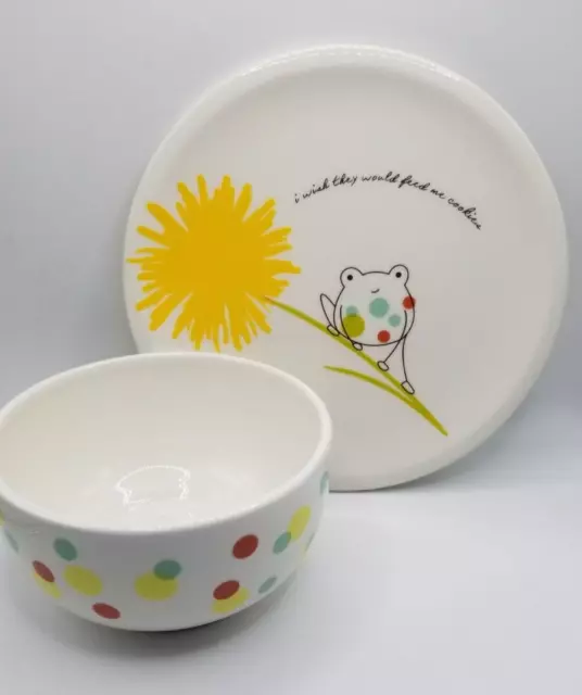 Midwest CBK Dandlelion Wishes Childs Plate and Bowl Set, 2013 Bumblebee Frog