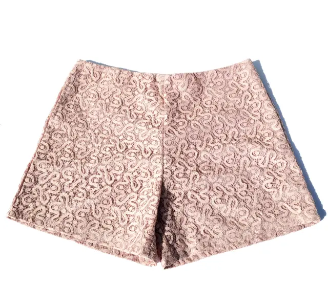 Womens Eyelet Lace Shorts Size M 32 Light Pink Lined Cotton Side Zip Barbiecore