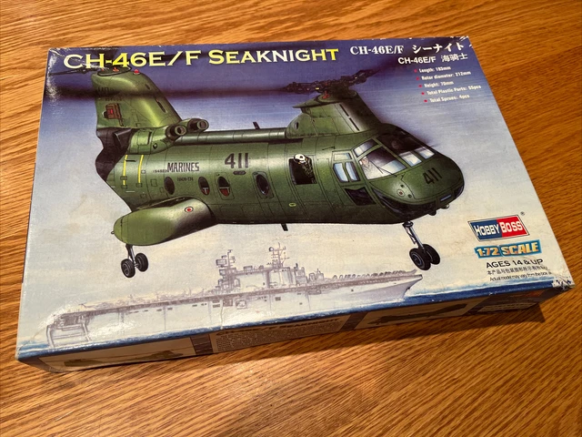 CH-46E/F Seaknight Hobby Boss 1/72 Scale Rare Plastic Model Helicopter Kit READ