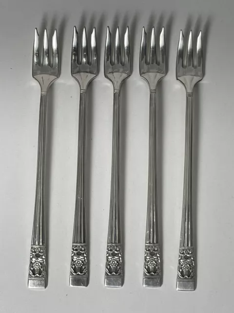 5 Vintage Silverplated CORONATION SEAFOOD COCKTAIL LOBSTER FORKS Community 1936