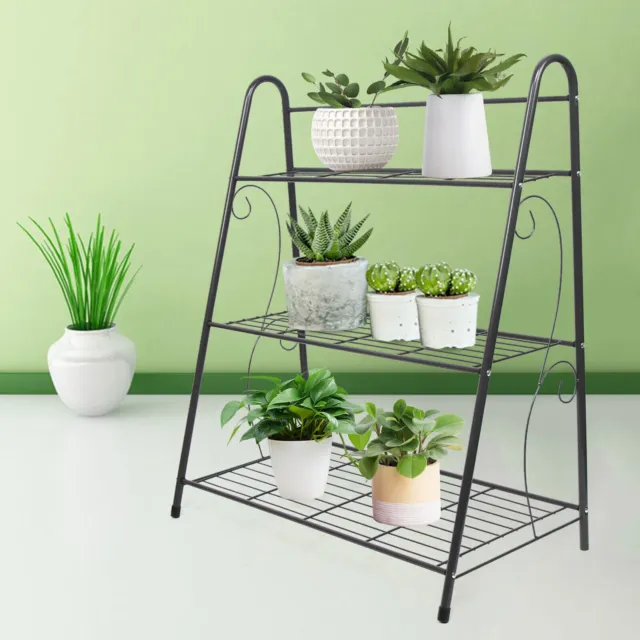 3-Tier Wrought Iron Metal Shelf Plant Stand Flowerpot Rack Holder Indoor/Outdoor