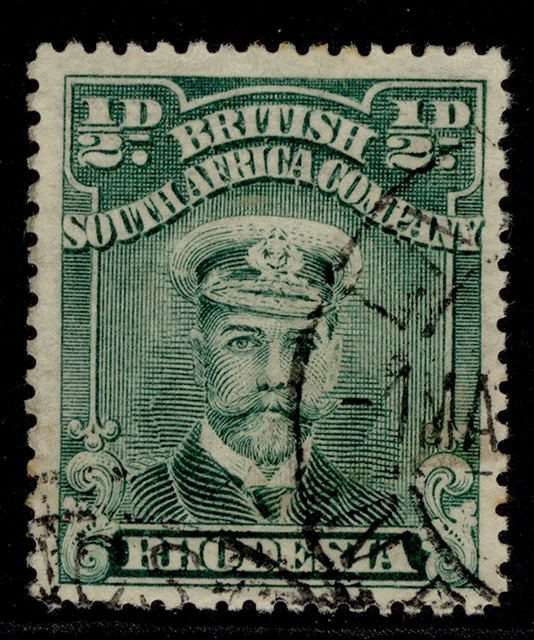 RHODESIA GV SG202, ½d blue-green, FINE USED. Cat £32. PERF 15