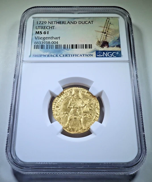 NGC MS 61 VLIEGENTHART Shipwreck 1729 Netherland Gold Ducat BU Treasure 