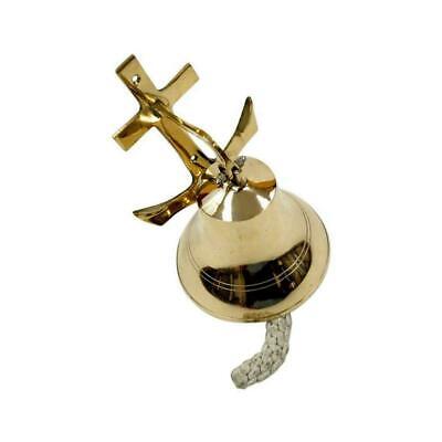 5"Solid Brass Vintage Door Bell with Ship Anchor Wall Hanging Decor Wall Mounted 3