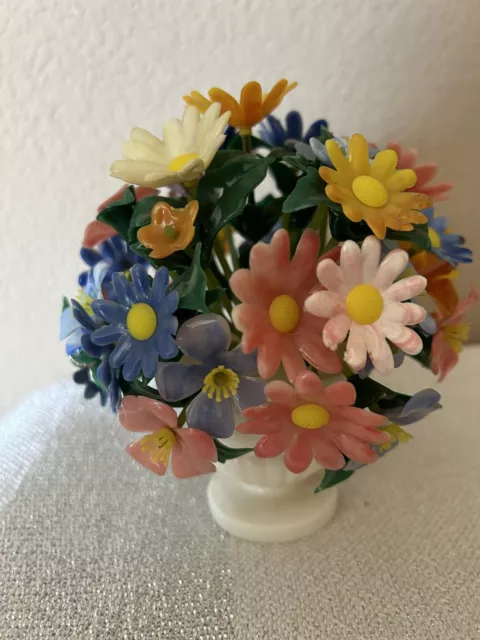 Vintage Plastic Spring Flower Bouquet Pink Blue Yellow Arrangement ITALY