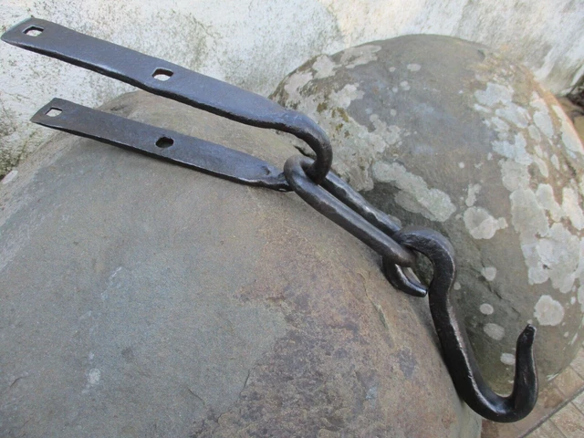 Antique Wrought Iron Strong Rustic Farm Hook Old Barn Tool Hanging Kitchen 5
