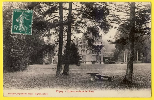 cpa 95 - VIGNY (Val d'Oise) Le CHÂTEAU vu du PARC
