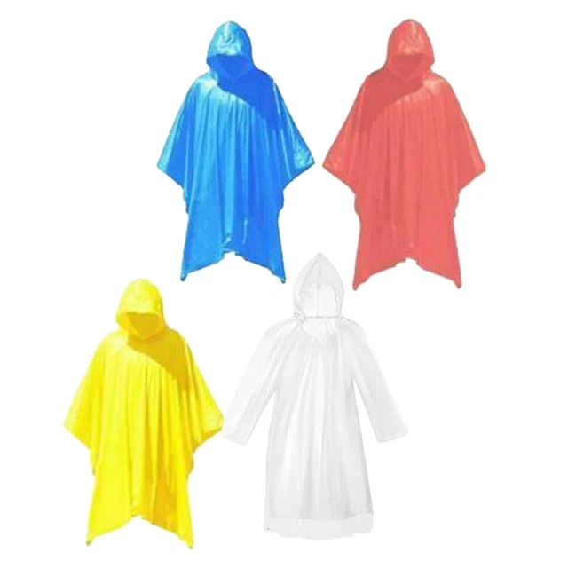 Lot de 5 ponchos de pluie jetables pour adulte avec capuche, ponchos de
