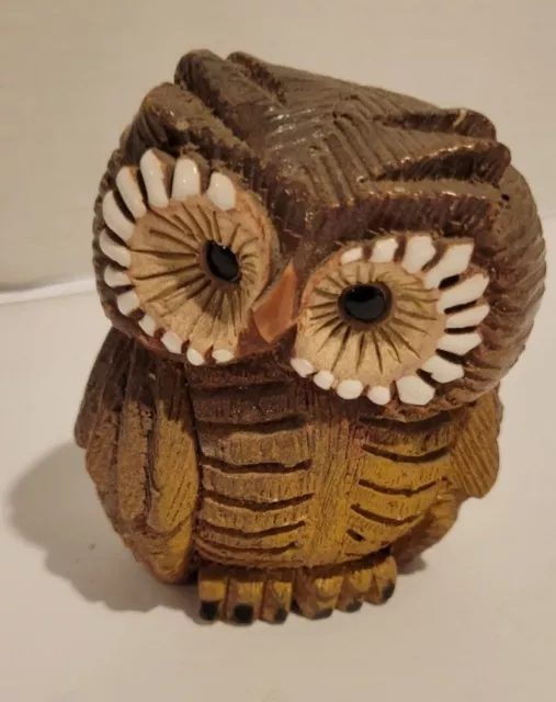 Owl Artesania Rinconada Owl Figurine, Uruguay Clay and Ceramic, Vintage 1970's