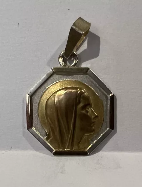 Medaille religieuse ancienne " Sainte Vierge " - argent massif Et Or