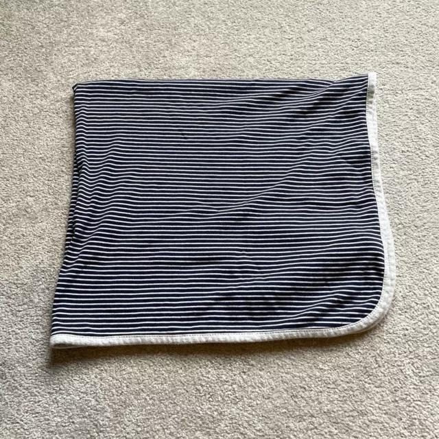 Carters Baby Blanket Blue Gray Stripe 100% Cotton Precious Firsts Receiving OS