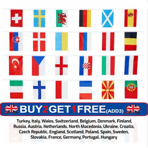 10 Metre 24 European Euro Flag Fabric Bunting England Scotland Germany France