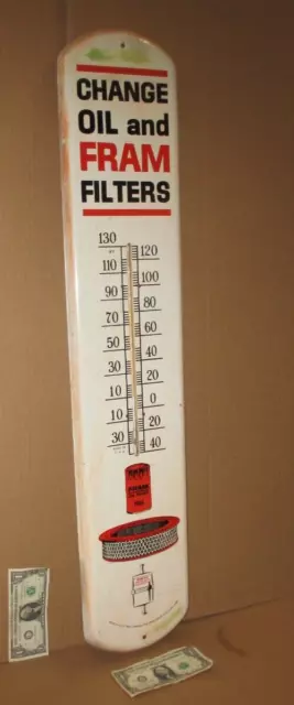 FRAM - 3 Filter Thermometer - OIL PH8A & AIR & GAS G2 - VINTAGE THERMOMETER SIGN
