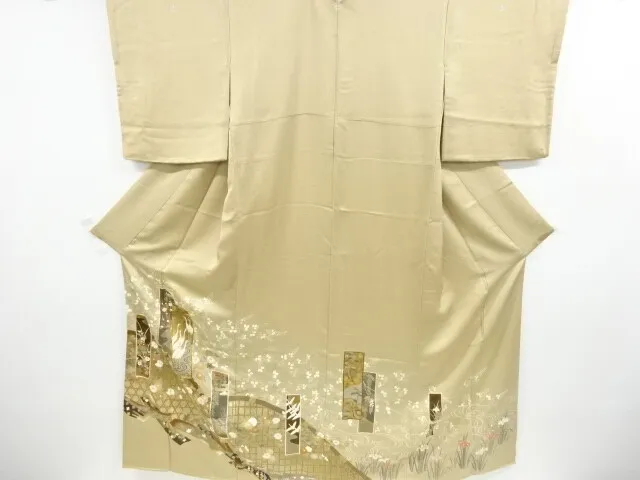 6796814: Japanese Kimono / Vintage Iro-Tomesode / Embroidery / Tanzaku & Crane