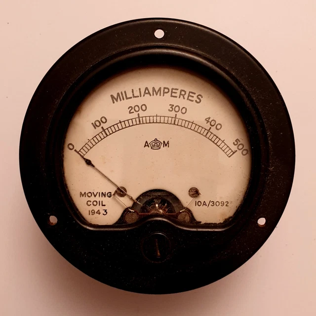Galvanometro Amperometro A.M. 500mA - Resistore Shunt 50 Mhm - 80mm