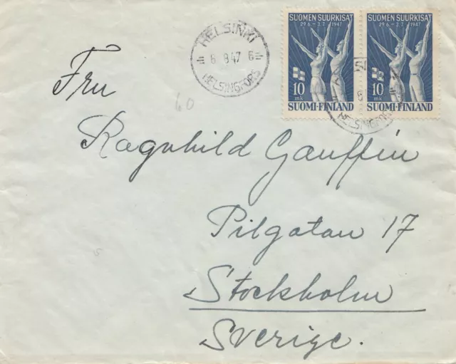 Finnland: 1947: Brief von Helsinki nach Stockholm