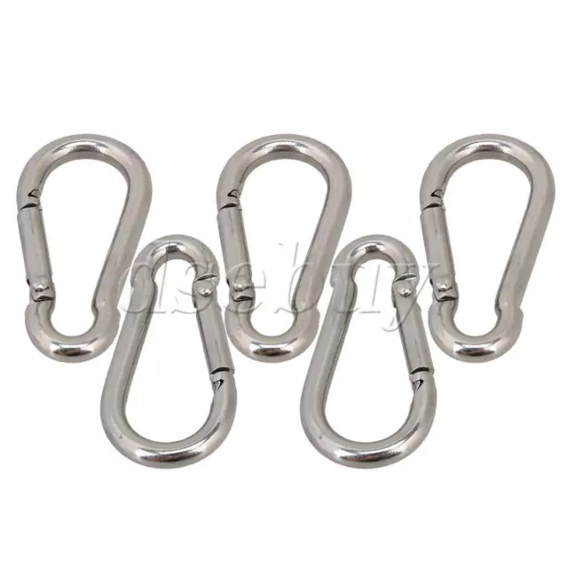 M4 Stainless Steel Carabiner Snap Spring Clip Spring Quick Link Hook Pack of 5