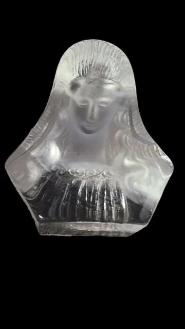 Viking Art Glass Madonna 6 3/4" Bust Frosted & Clear Virgin Mary Figure Statue