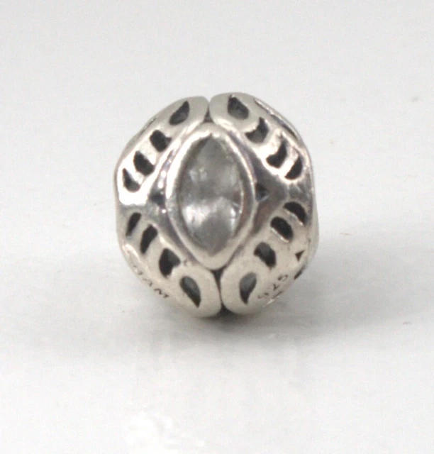 Chamilia Sterlingsilber Charm Klar Kristall April Geburtsstein Perlenschild 1/2
