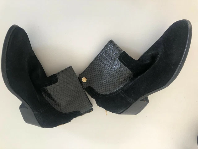 ZADIG ET VOLTAIRE,tres belle bottine noire en cuir et daim,taille 38