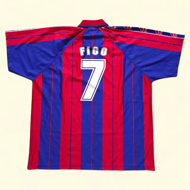 FC BARCELONA 1996 1997 #7 Luis Figo Size XL Home Vintage Football