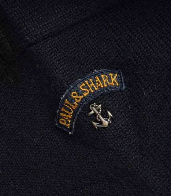 Men's Paul & Shark Bretagne V Neck Jumper Black Pure Wool Size 2XL P-P 26" VGC