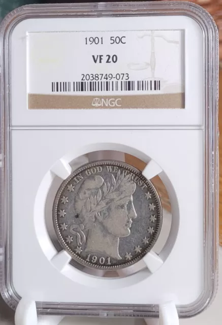 1901 Barber Silver Half Dollar Vf20 Ngc