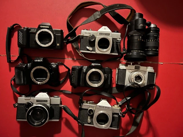 Lot De 6 Appareils Photo Argentiques + Flashes Divers - Occasion, Collection