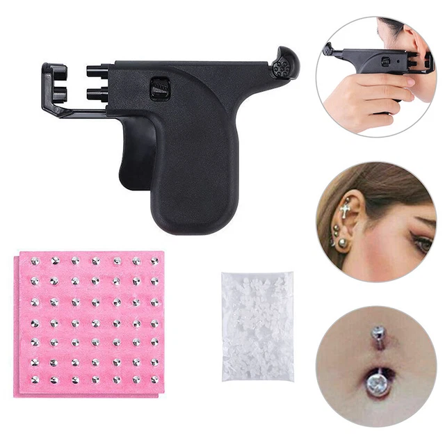 Juego de pistola perforadora de oreja con 98 piezas orejas pernos herramientas oreja nariz labios cuerpo perforación T q