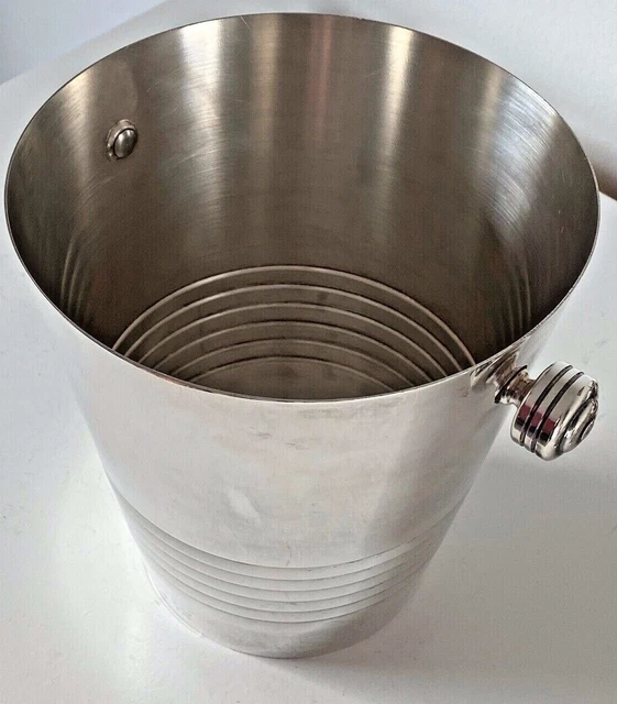 Rare Seau A Champagne Morlant Art Deco Ancien En Metal Argente
