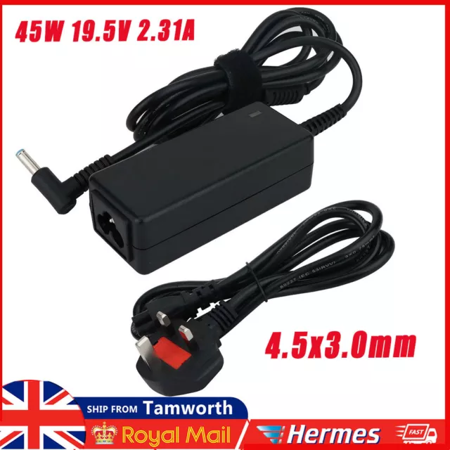 For HP Pavilion Laptop Adapter Charger BLUE PIN 2.31A 45W 19.5V AC Cable UK Plug 2