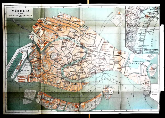 Baedeker Italia Settentrionale - Antica Mappa Topografica - Venezia - 1901