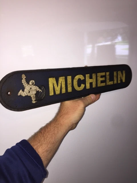 Michelin Man Tires Garage Cast Iron Sign 20” Patina Harley Indian Triumph Texaco