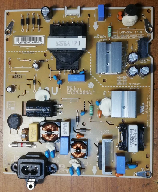 PIECES DETACHEES: Carte d'alimentation Tv Lg 60LB5610 EAX65423801 (2.2) 2.0 REV 2.1 LGP60-14PL2 - D'occasion en très bon état