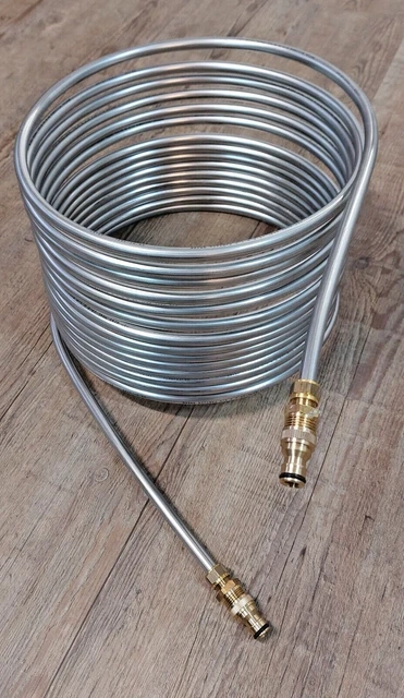 10 M Kupferrohr-Spirale 12 X 1 Mm – 22 Windungen, Ø Ca. 15 Cm, Mit ½" Messinganschlüssen – Für Kamin- & Poolheizung