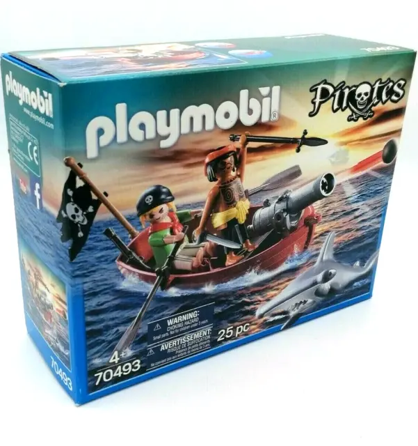 Playmobil 70493 Piraten Ruderboot mit Kanone Waffen und Hammerhai Neu und Ovp