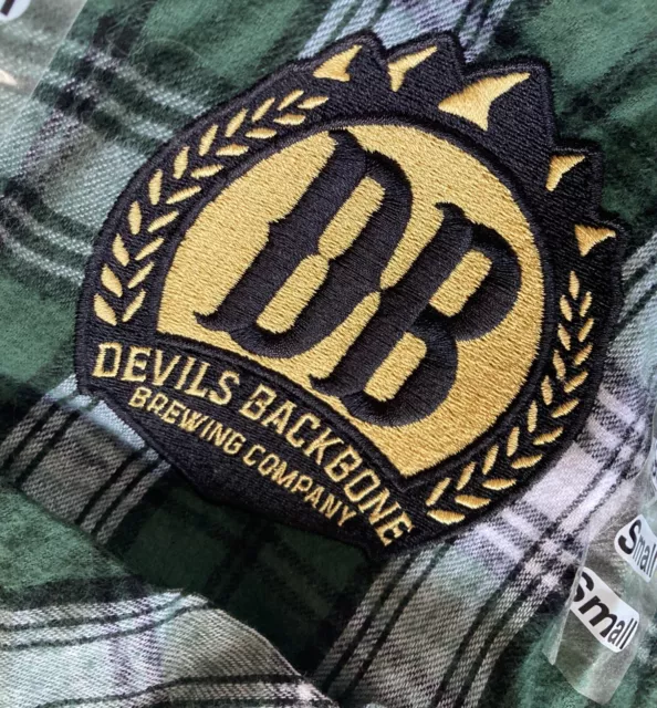 Devils Backbone Brewing Company Button Down Flannel Shirt Mens S Green Black NWT
