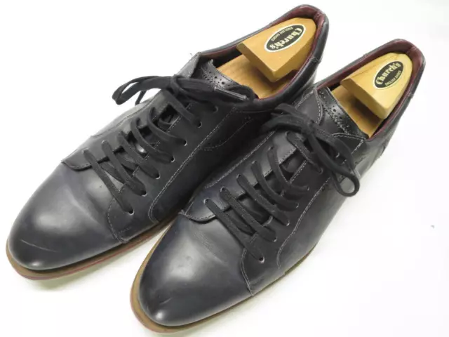 MEZLAN "Mendel" 94325 Graphite Burnished Calfskin Lace-up Derby Shoes 9.5M K86