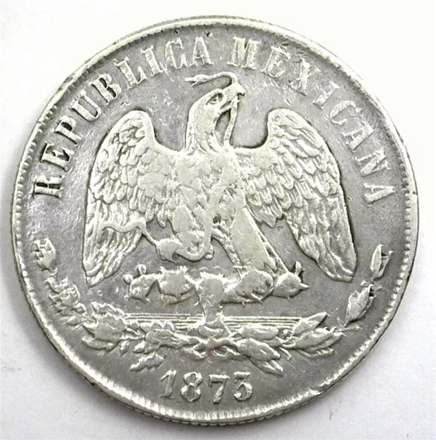 Mexico 1873-Gag Silver Peso About Xf