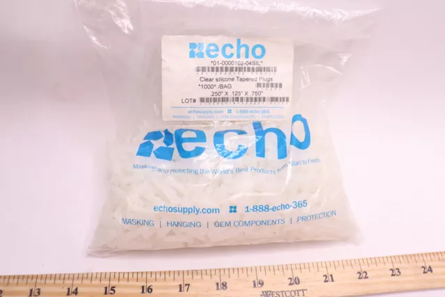 (1000-Pk) Echo Silicone Tapered Plugs Clear.250" x .125" x .750"