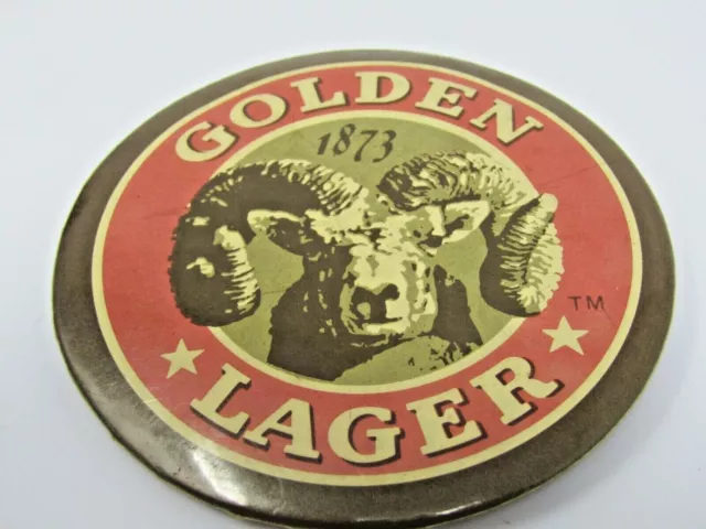 Golden Lager Pin Button Vintage Beer Advertising